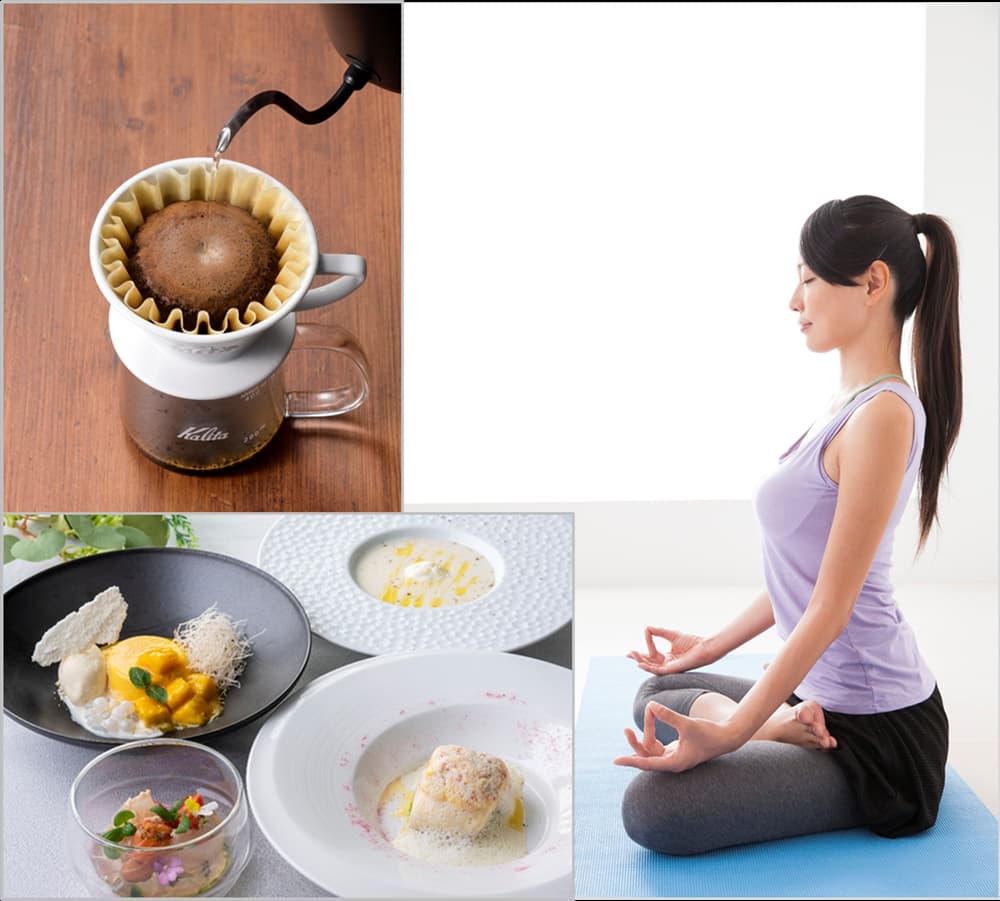 コーヒーアロマとヨガで整う、 ご褒美ホテルランチ付き、ウェルビーイング体験