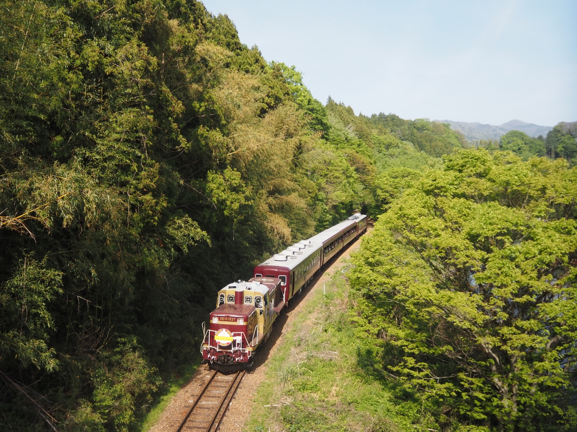 ■自然の中を走るトロッコ列車に乗車！